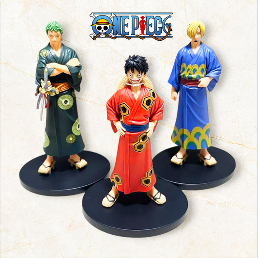 One Piece Wano Arc Figure Set (Luffy, Zoro, Sanji)